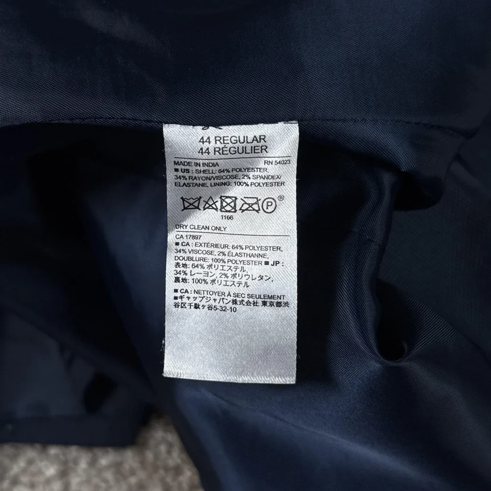 Banana Republic Blazer Mens 44R Navy‎ Blue Slim Fit Textured Two Button Lined